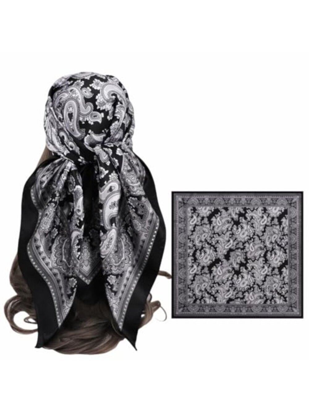 Large Square Satin Hair Scarf Bandana Wrap Purse Bag Scarf Women